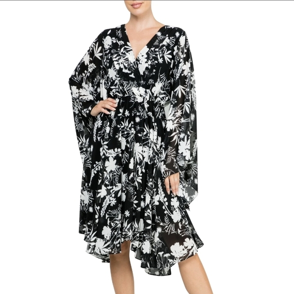 EUC Sunset Dress Dahlia Black and White Floral XL Dress - Picture 1 of 9